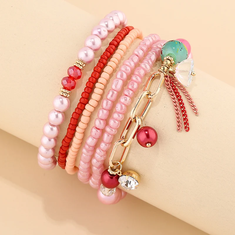 

Crystal Lotus Bracelets Women Bohemian Jewelry Multilayer Charm Beads Tassel Ethnic Wrap Bracelet Set Pulseras Mujer Female Gift