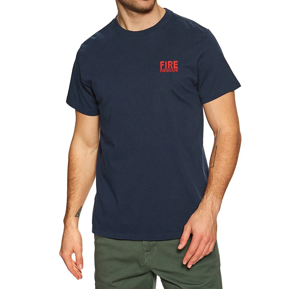 

Mens Fire Fighter Rescue Embroidered T-shirt Embroidery Fire Fighter Shirts