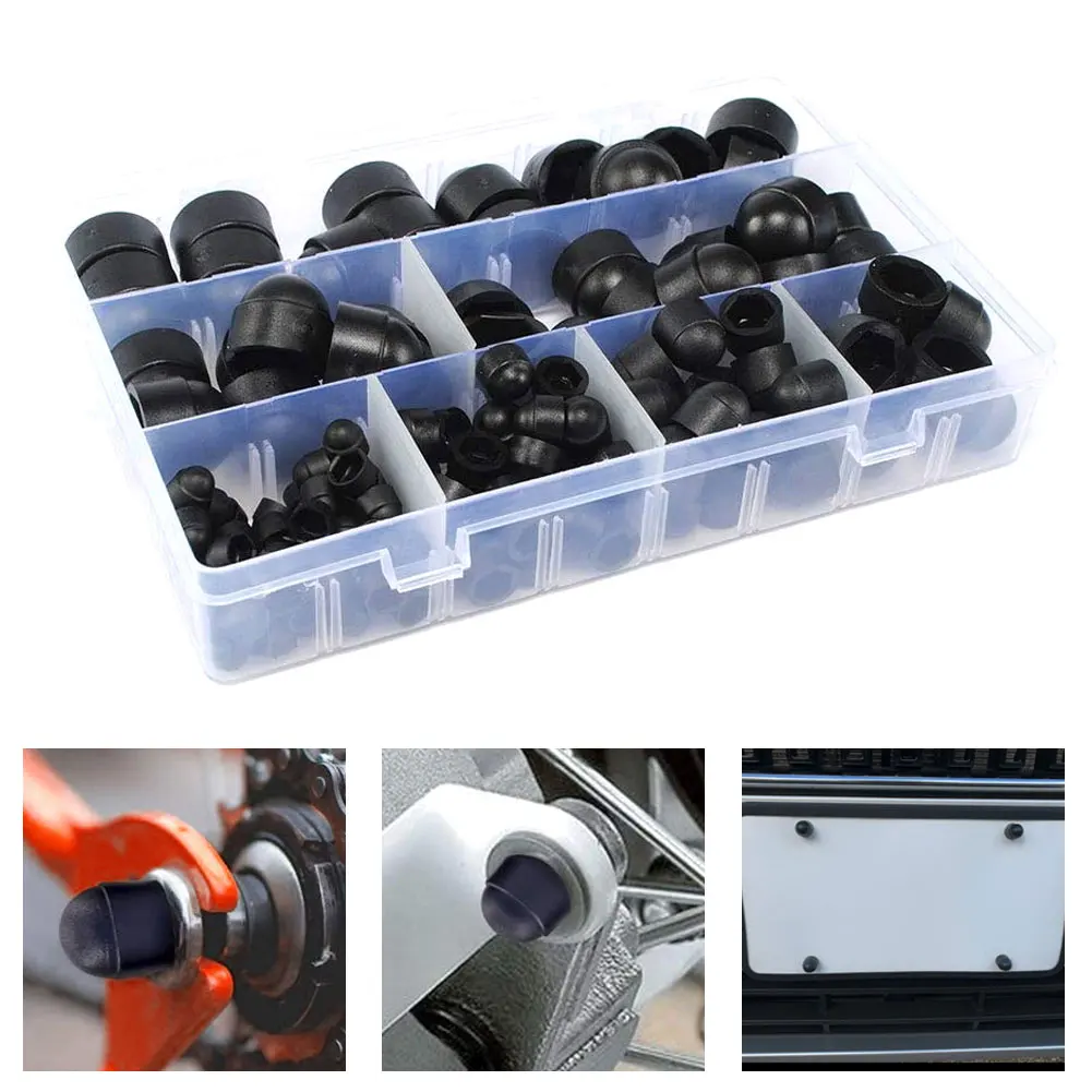 

145 Pcs Bolt Covers Screw Caps, Assortment Plastic Nut Kits With Storage Box, Nylon Insert Lock Nut For Matching Screws Or Bolts