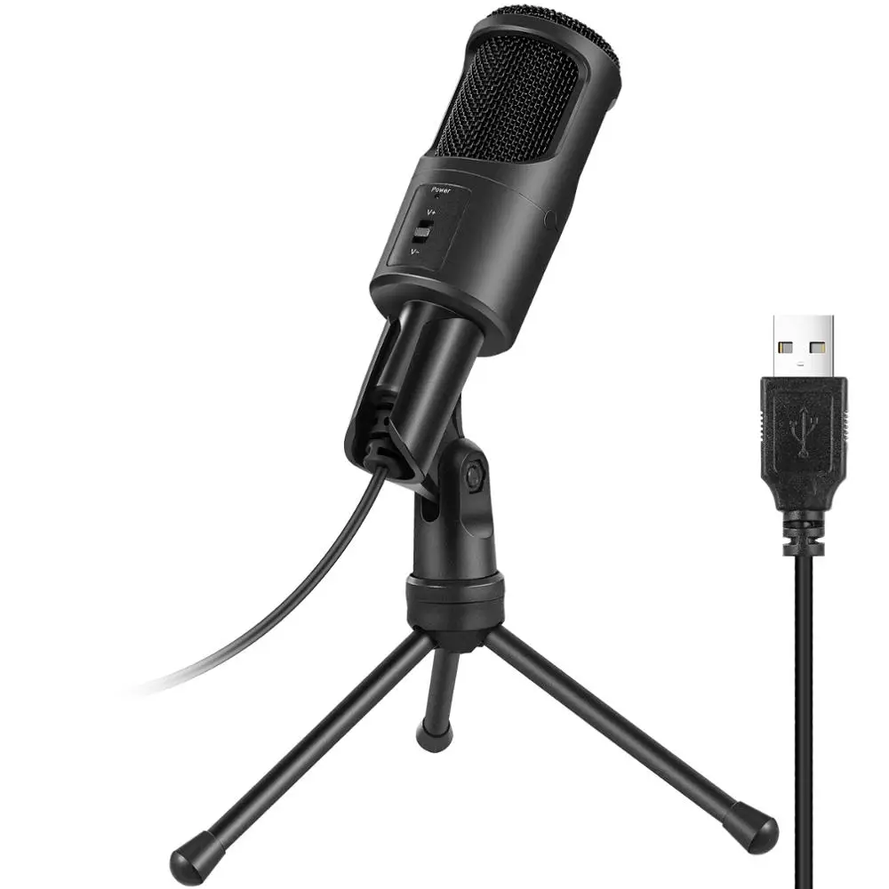 

USB Condenser Microphone PC Computer Plug & Play Recording Mic Tripod Stand for Gaming Podcasting Live Streaming Tik tok YouTube