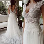 Lakshmigown кружевные свадебные платья с V-образным вырезом с закрытыми рукавами аппликация свадебные платья а-силуэт богемное свадебное платье Robe De Mariee