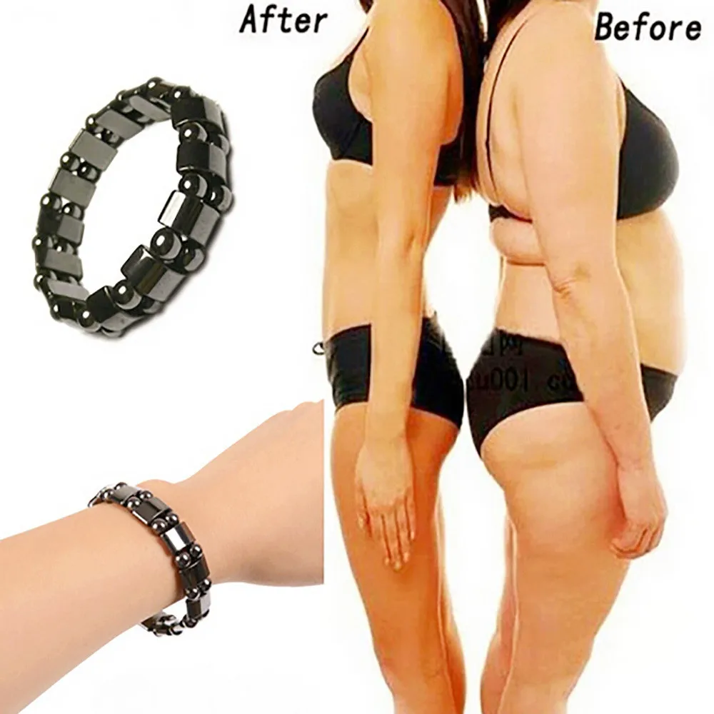 Круглый Магнитный браслет jwmum для похудения черный камень терапевтический