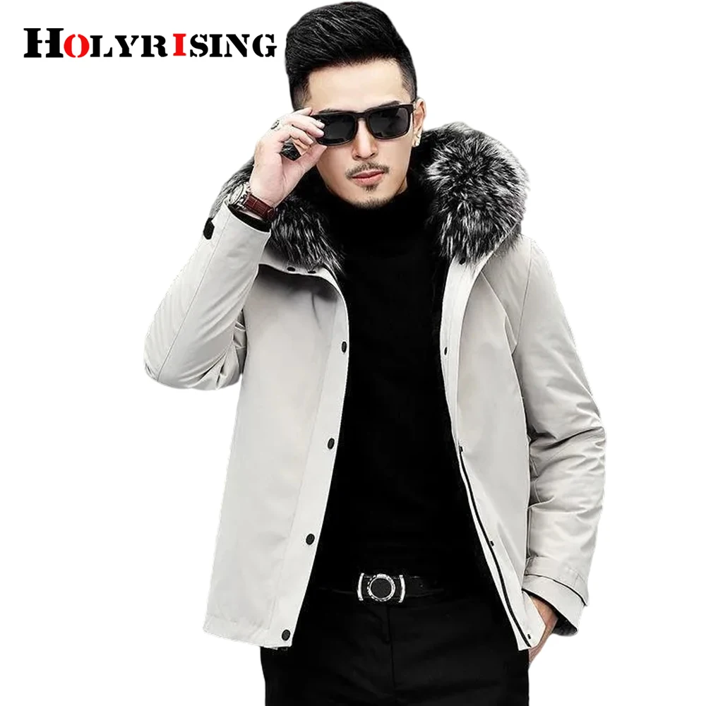 

Pai overcome men's winter detachable liner fur collar imitation fur coatmen parka winter jacket Male Jacket Hooded Men's Coat