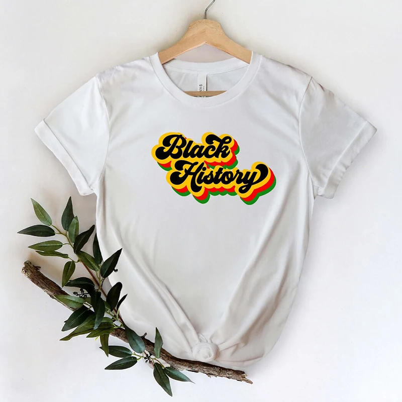 

Black History Women T Shirts Black Lives Matter Tshirt Retro Clothing Female Tops Feminism Girl Magic Tee Big Size Dropshipping