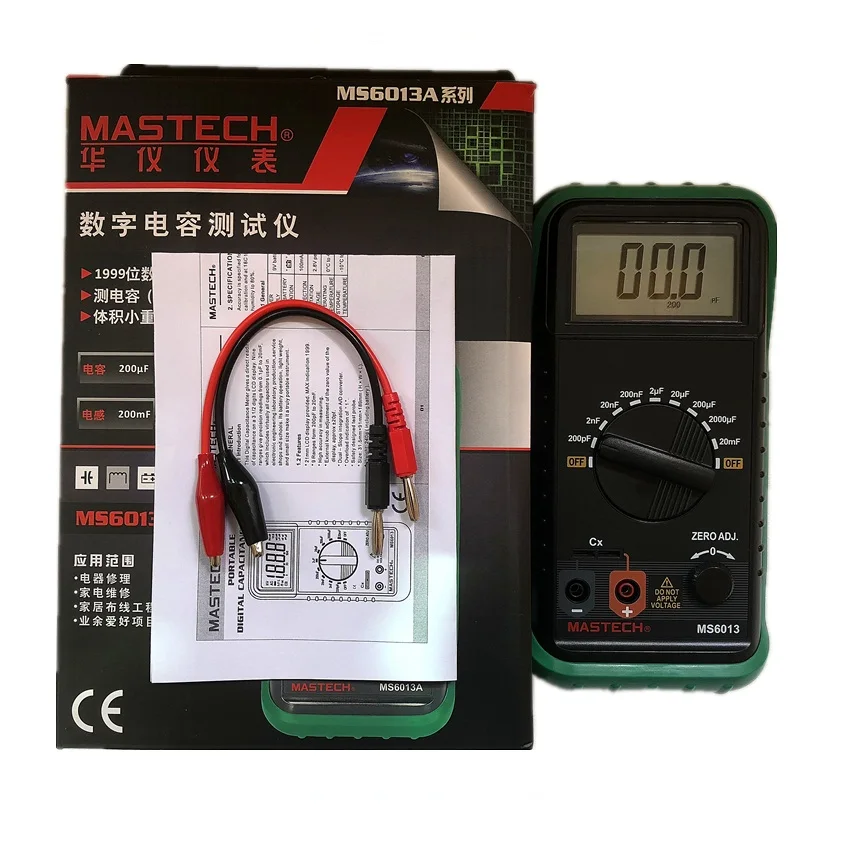 MASTECH MS6013 (MY6013A) Портативный цифровой измеритель емкости 3 1/2 от 200pF до 20mF |