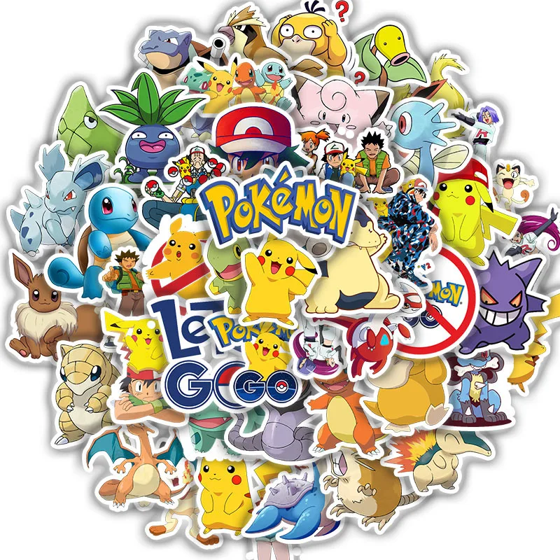50 шт./компл. Pokemon футболка с декором в виде Пикачу Водонепроницаемый виниловые