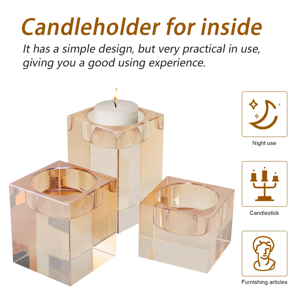

3pcs Festival Candleholder Decoration Crystal Cup Candleholder (Champagne)