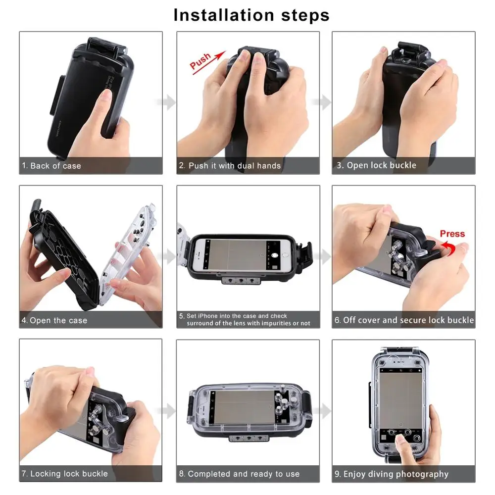 PULUZ Водонепроницаемый чехол 40 м Корпус для дайвинга подводный защитный iPhone 7 8/7 plus