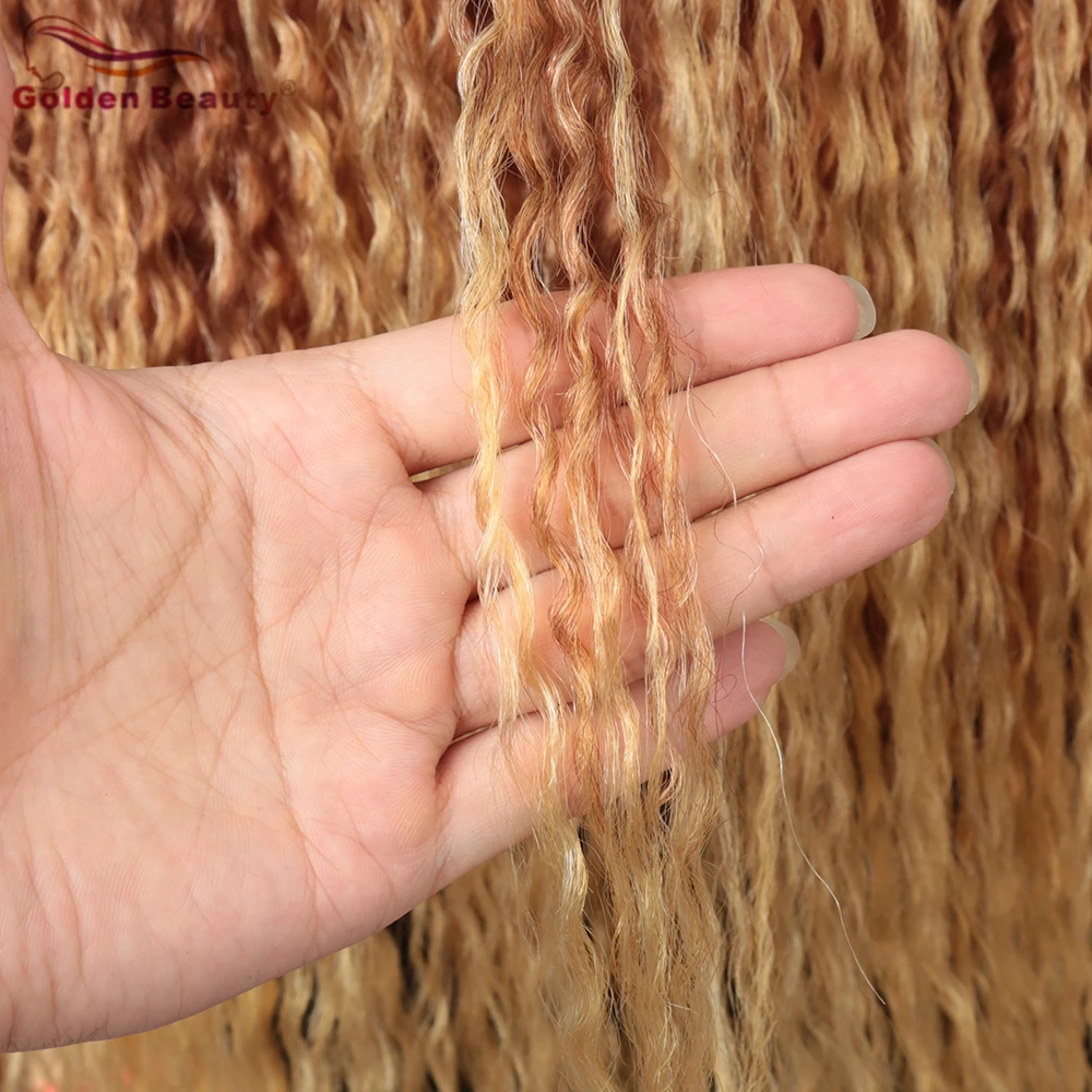 

GoldenBeauty Synthetic Long Straight Kinky Curly Wigs For Black Women 28inch Omber Blond Color Hair Wigs Low Temperature Fibe