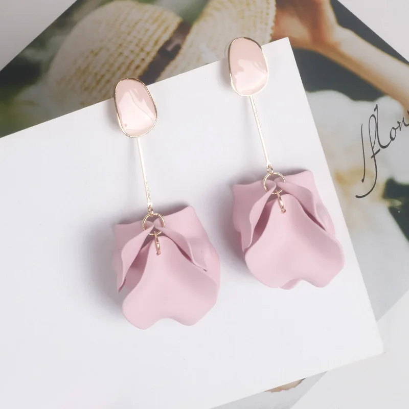 Aretes de mujer, современный стиль, дизайн, большие красные лепестки роз, серьги с кисточками, тренд, темперамент, летние корейские серьги для женщин - Окраска металла: 27