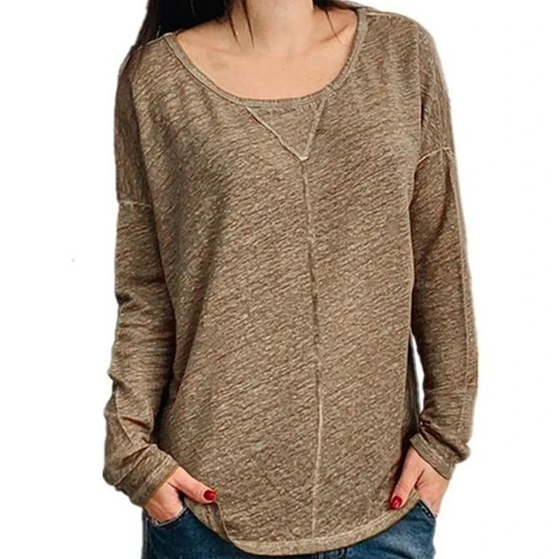 

T shirt women 2020 plus Size Autumn New arrival Solid Long Sleeve o neck T-Shirt tshirt cloth vestidos