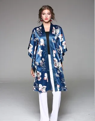 

One size fashion new style European and American women's imitation silk loose jacket MJ0246