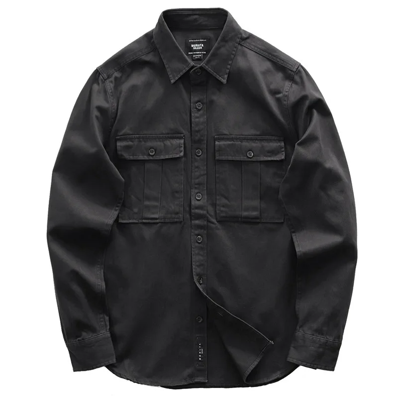 Tooling Long-sleeved Shirt Male Korean Loose Bf Trend Jacket Japanese Casual All-match Shirt Spring and Autumn Shirts for Men