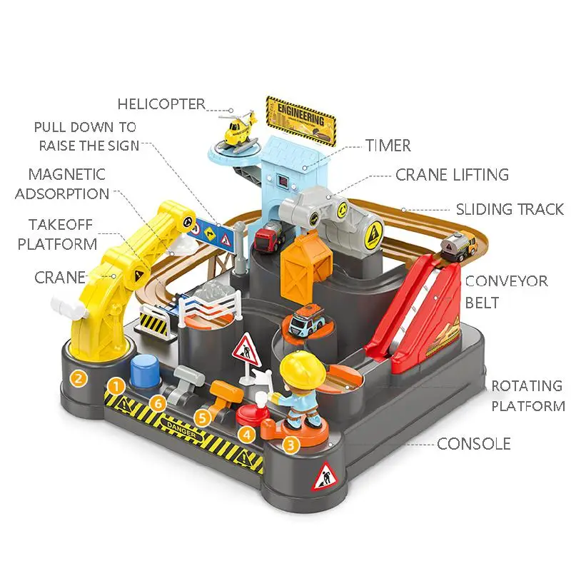 Детские трековые игрушки автомобиль проходит через большое приключение инерция