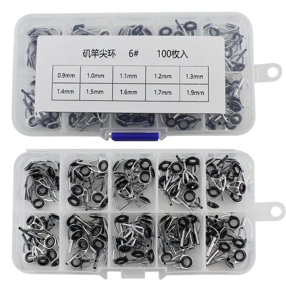 100 шт./компл. черные направляющие для рыболовных удилищ керамические кольца из