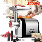 Электрические мясорубки 3200 Вт из нержавеющей стали, кухонная техника, сверхмощный кухонный комбайн, мясорубка, фарш, колбасные шприцы