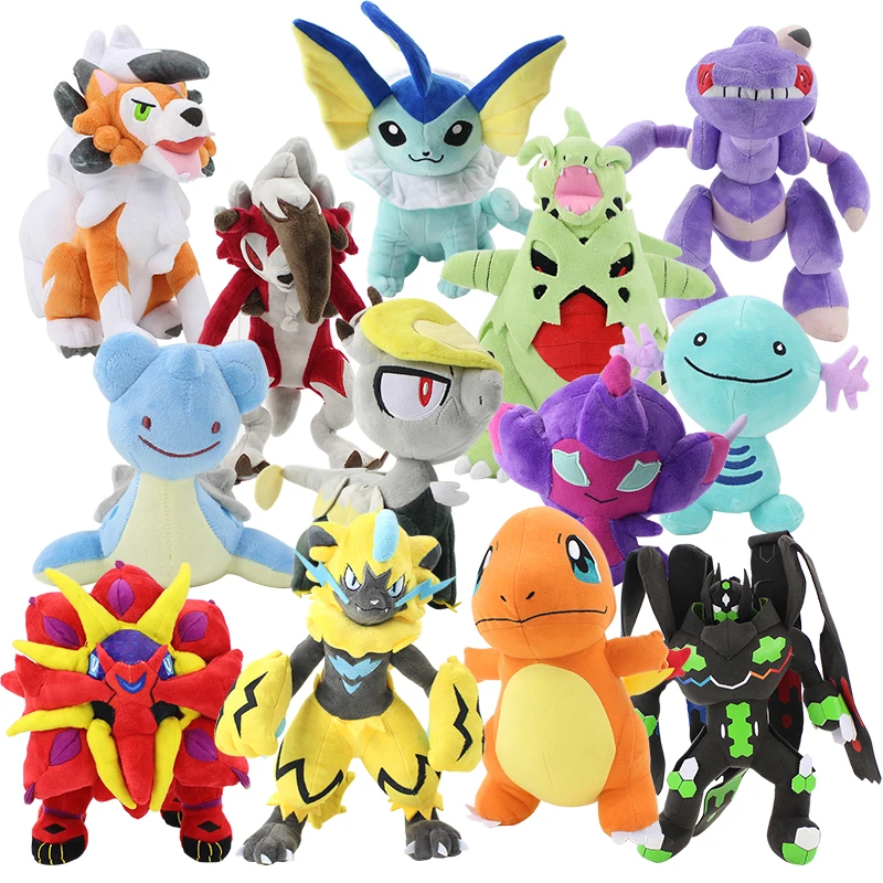 19 35 см Плюшевые Lapras Tyranitar vaporion Genesect Charmander Jangmo o Lycanroc Poochyena Solgaleo Рождественский