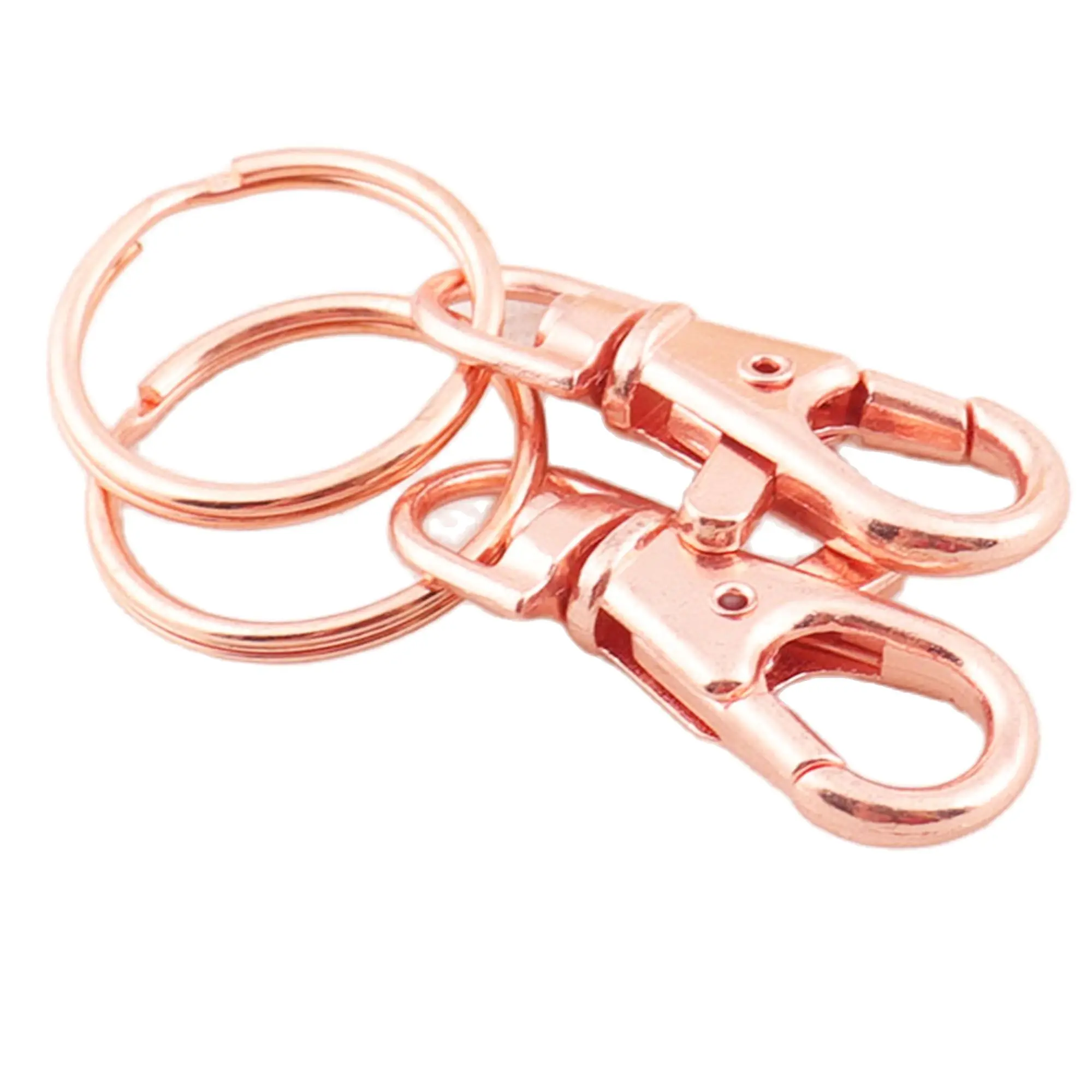 10 шт. розовое золото поворотный замок карабин застежки с кольцом для ключей 60 мм