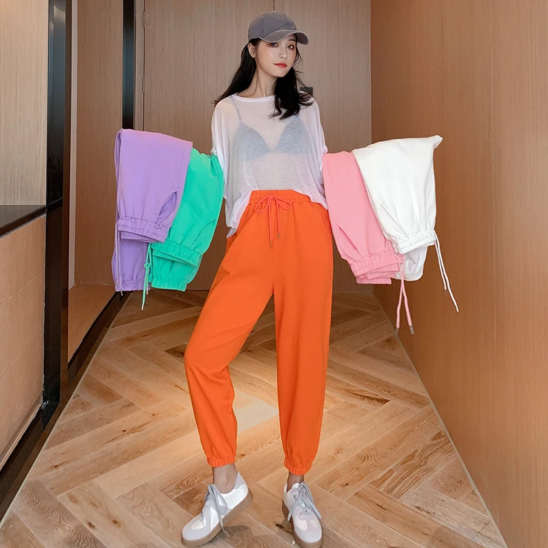 

Women's sports pants loose candy color beam feet harem pants drape is thin casual ins tide lantern guard pants