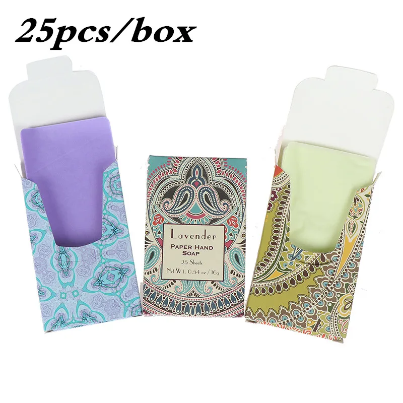 

25 шт./упак. одноразовые коробки мыло для путешествий на открытом воздухе мыло Бумага мытье рук для ванной чистой Ароматические ломтик листо...