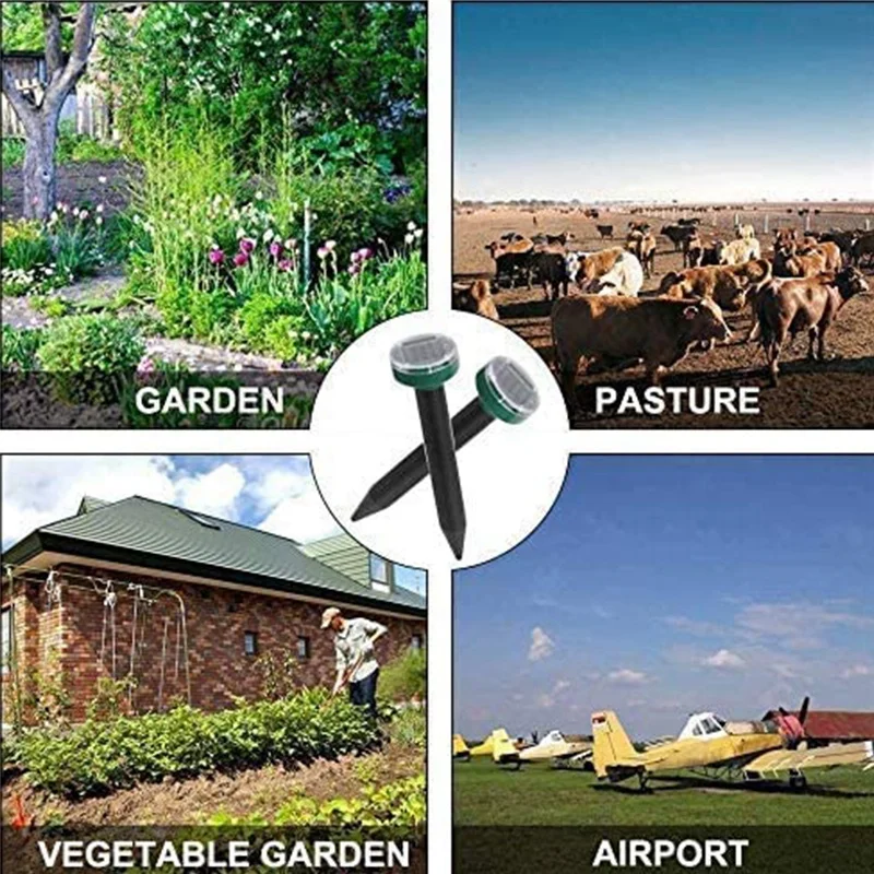 

Solar Powered Sonic Mole Repellent, Ultrasonic Pest Repeller Vole Chaser Spikes Traps for Lawn and Garden, 3 Pack