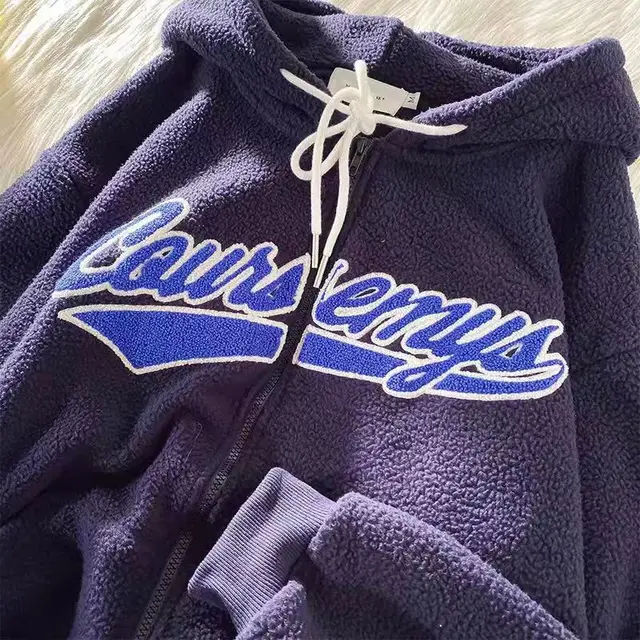 New Polar Fleece Hoodies Women Casual Embroidery Clothes for Teens Sweatshirts Vintage Pink Tops Retro Winter Women Hoodie 5