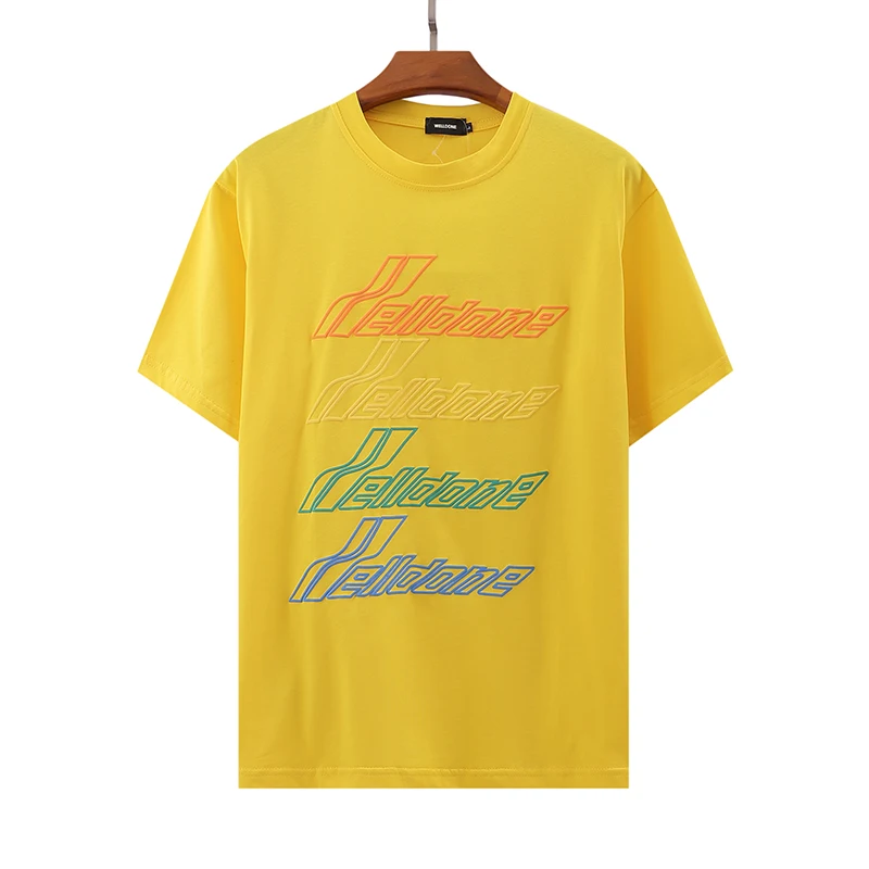 

2021 We11done Famous designer solid color letters short-sleeved men and women couple loose T-shirt high street hip-hop