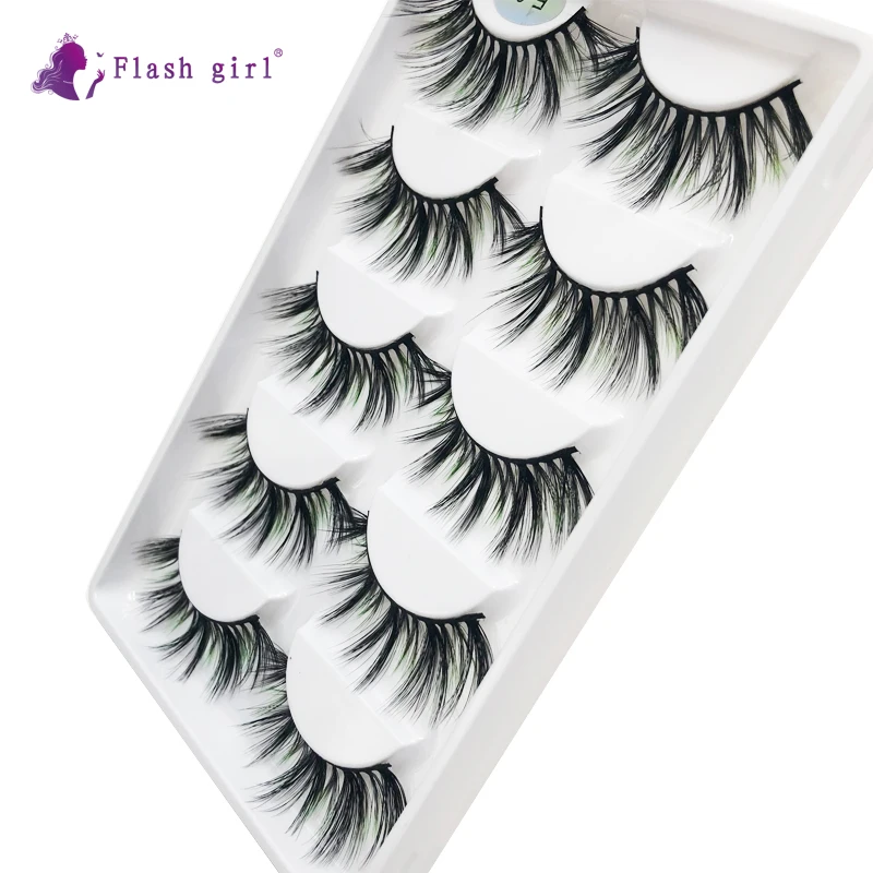 

5 Pairs 3D Mink Colorful Eyelashes Cruelty Free Charming Full Strip Lashes Handmade Natural Thick Fake Eyelash E09