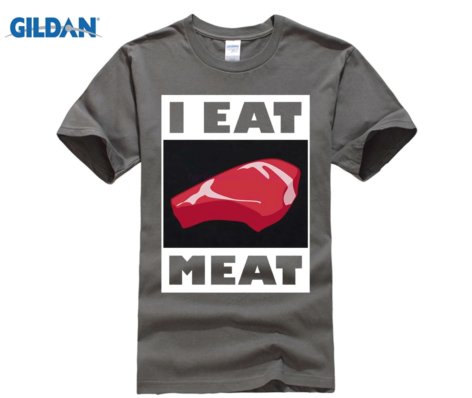 Футболка из 100% хлопка с круглым вырезом и принтом футболка надписью I Eat Meat