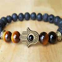 8mm natural volcanic rock handmade mala bracelet pray sutra meditation healing chakas