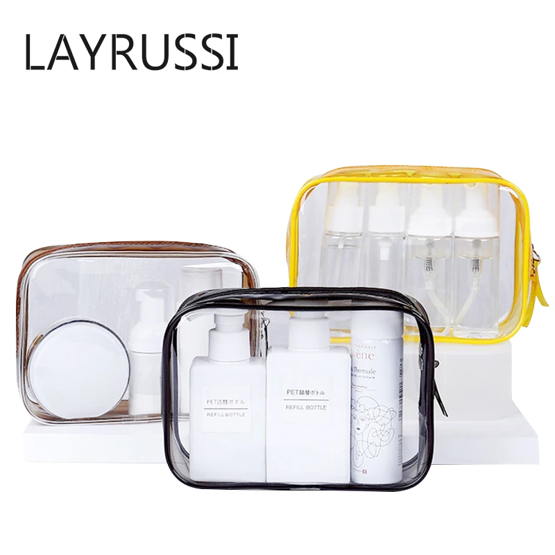 

LAYRUSSI Transparent Cosmetic Bag Travel Makeup Beauty Case Wash Toiletry Organizer Storage Colorful Waterproof Make Up Bags