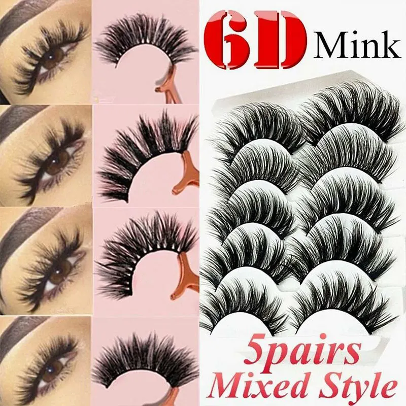 

5 Pairs 3D False Eyelashes Synthetic Soft Thick Long Women Fake Lashes EY669