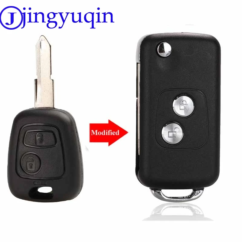 Jingyuqin, 2 кнопки, модифицированный флип-чехол для автомобильного ключа, пустая оболочка для Citroen C1 C2 C3 Xsara Picasso для peugeot 206 306 307 406