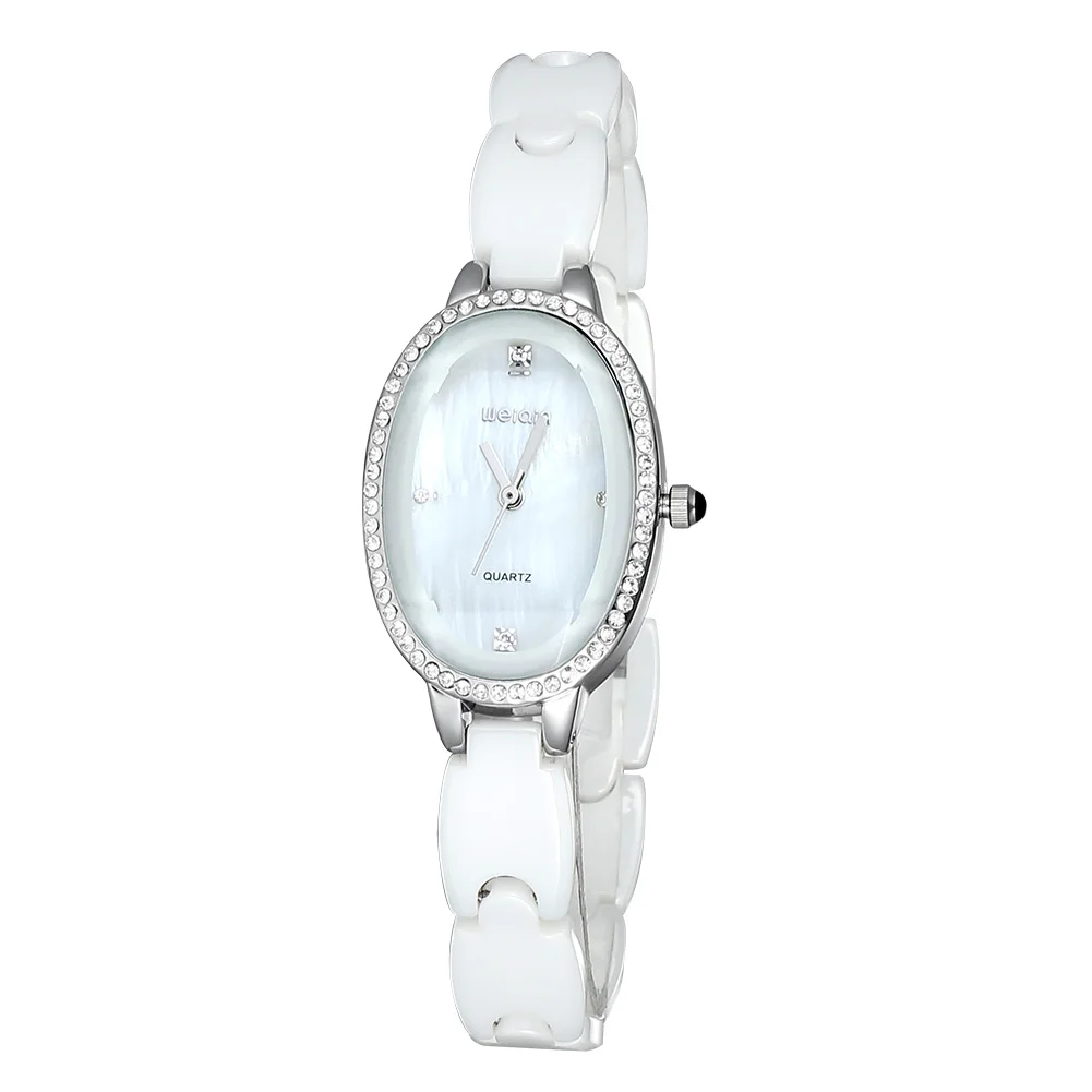 Женские кварцевые часы с керамическим ремешком модные повседневные кристаллами
