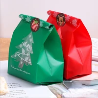 50pcs gift bag xmas green red bag christmas tree snowflake packaging sack candy package xmas biscuit sack bread gift