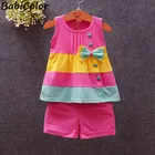 Летний для новорожденных, комплект одежды для девочек, пальто для малышей + короткие штаны Повседневный Спортивный костюм для малышей из 2 предметов, летний комплект для маленьких девочек