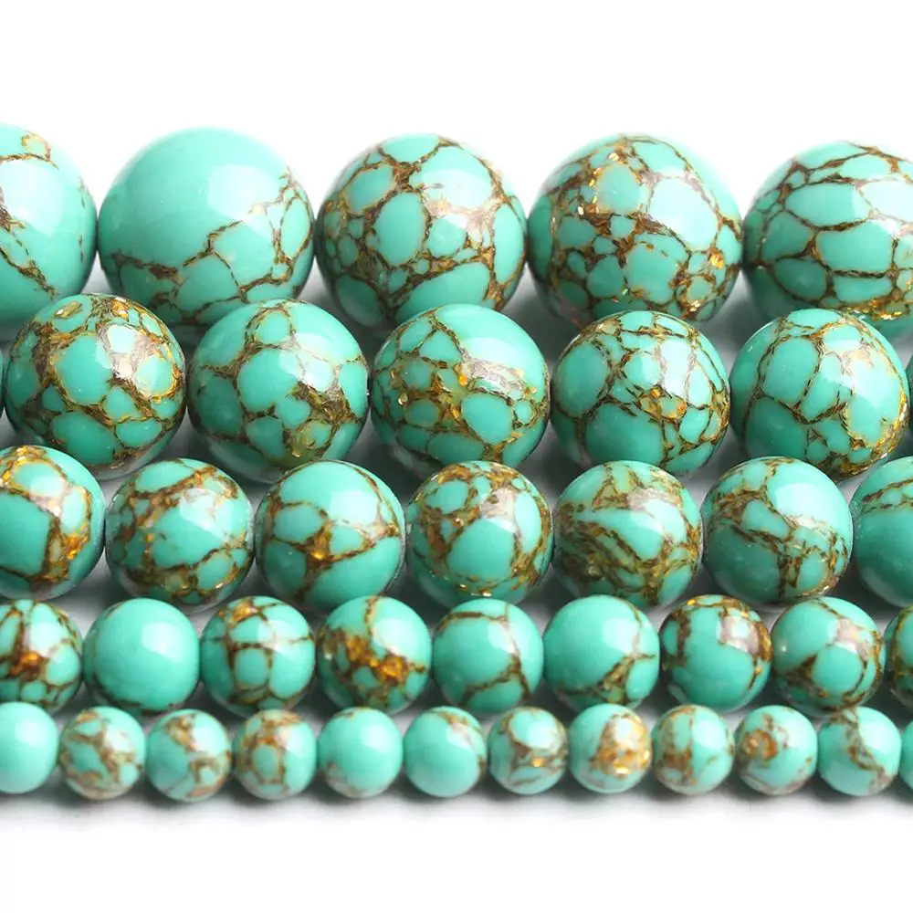 Круглые бусины из зеленого камня Howlite для изготовления ювелирных изделий