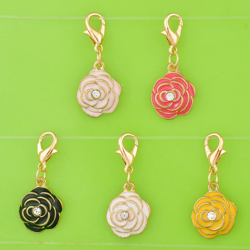 DIY Металлические Висячие эмалевые цветные розовые Цветочные Подвески с