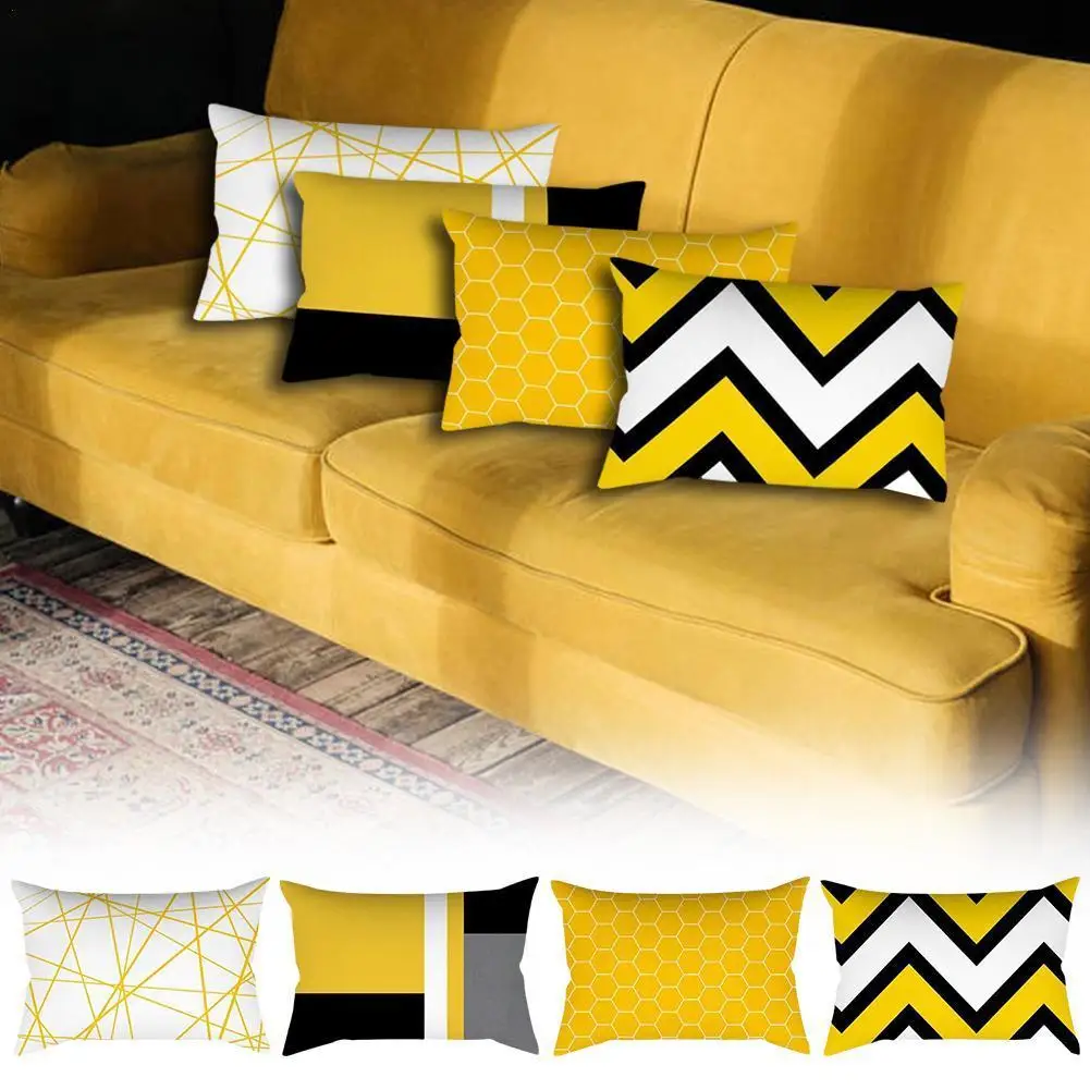 

Printing Rectangle Yellow Pillow Case Sofa Car Seat Cushion Cover Home Textile Simple Fashion Geometric Pillowcase 30*50Cm