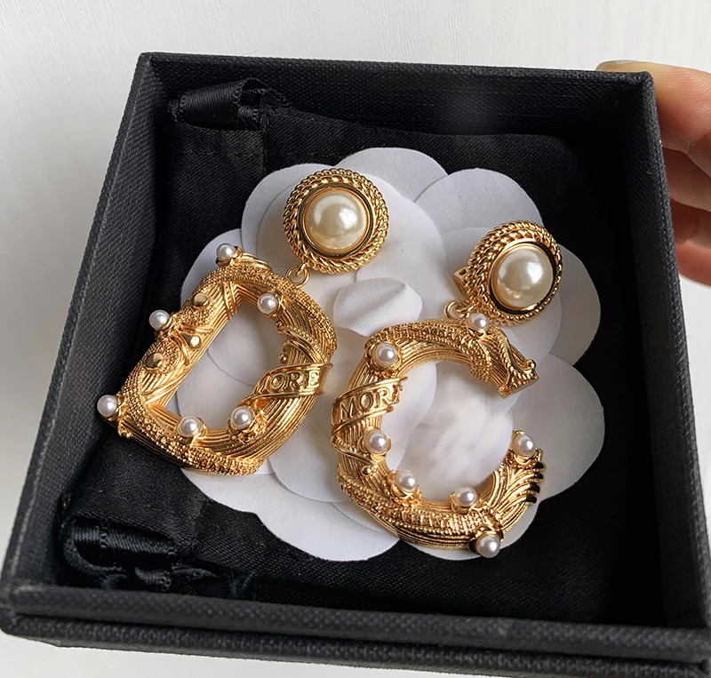 2019 новый модный бренд дизайн барокко корт Ретро золотые клипсы для ушей