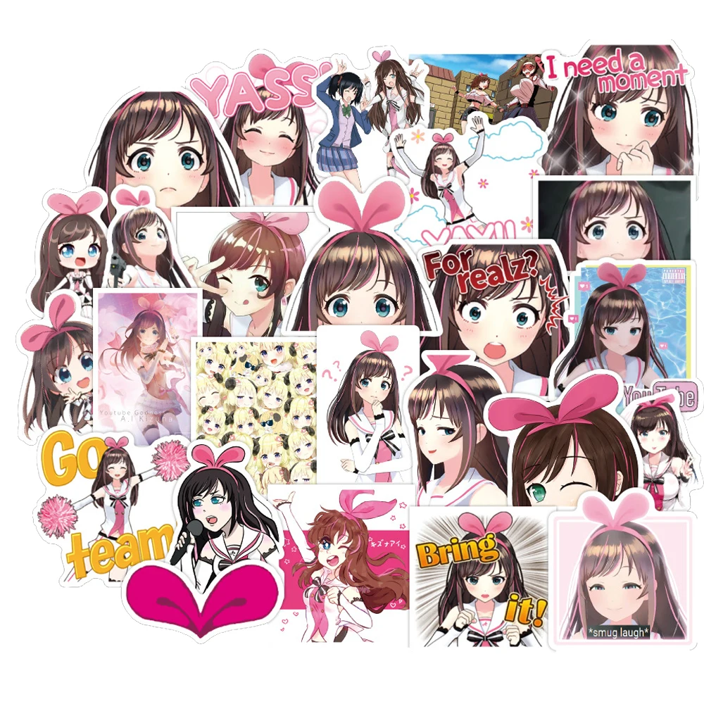 50PCS Anime Cute Kawaii Girl Kizuna Stickers To DIY Motorcycle Skateboard Stationery Laptop Guitar Suitcase Bike Waifu Sticker - купить по