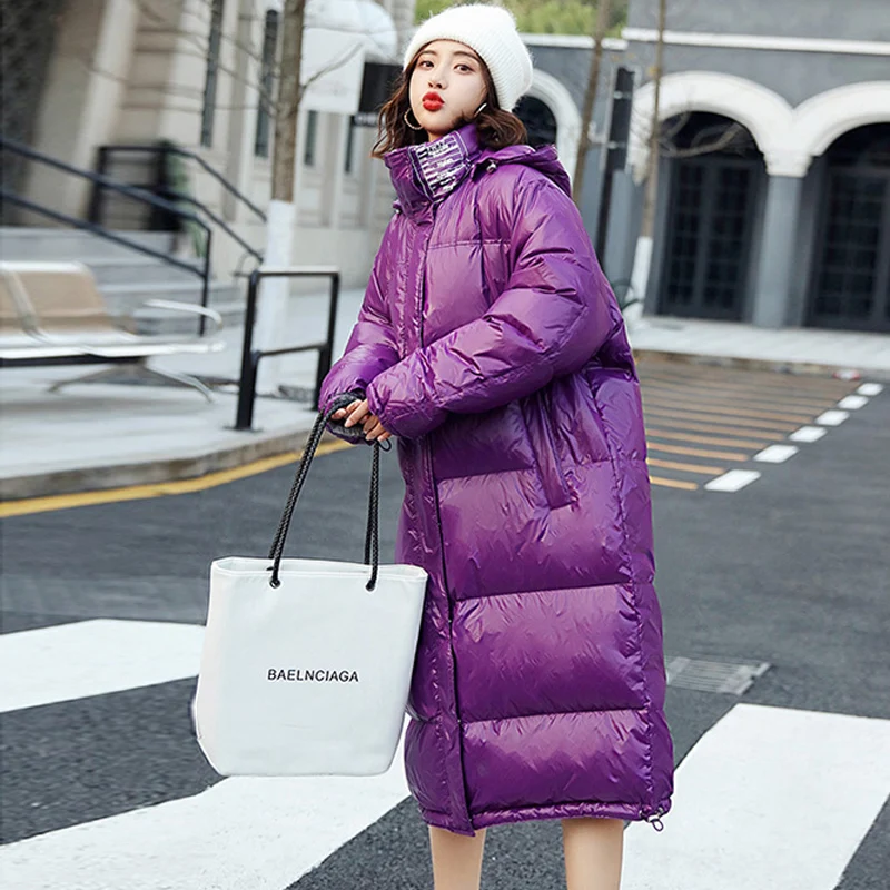 90% белый пуховик с капюшоном 2019 Новое Женское плотное теплое длинное зимнее
