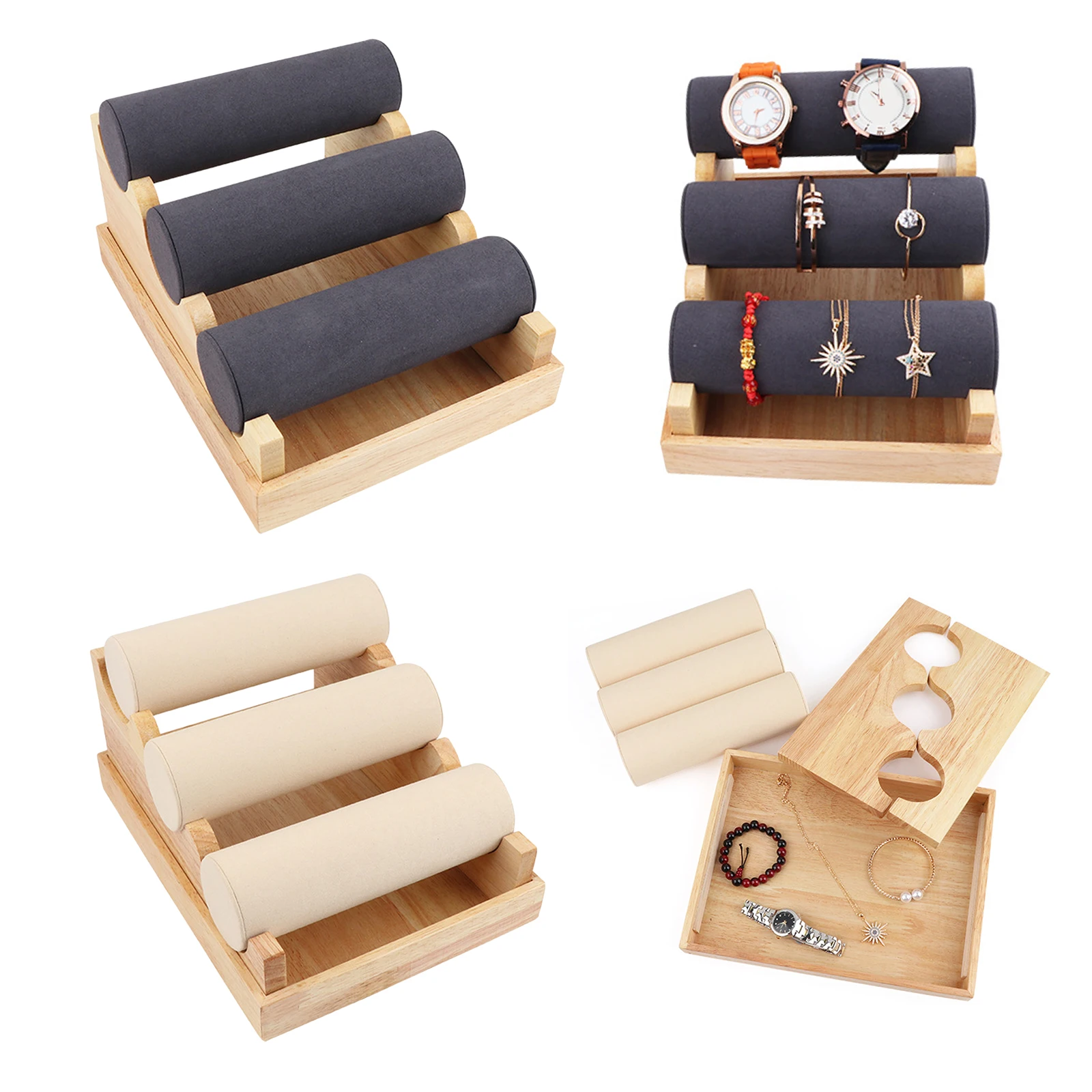 Браслет держатель с тремя стойка из ярусов браслет Дисплей для наручные часы