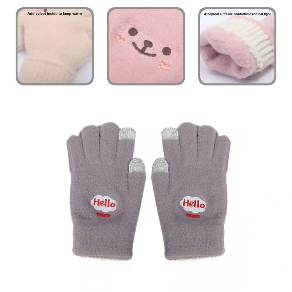 

Universal 1 Pair Wide Application Breathable Girls Snowboard Mittens Warm Plush Gloves Fine Stitching for Riding