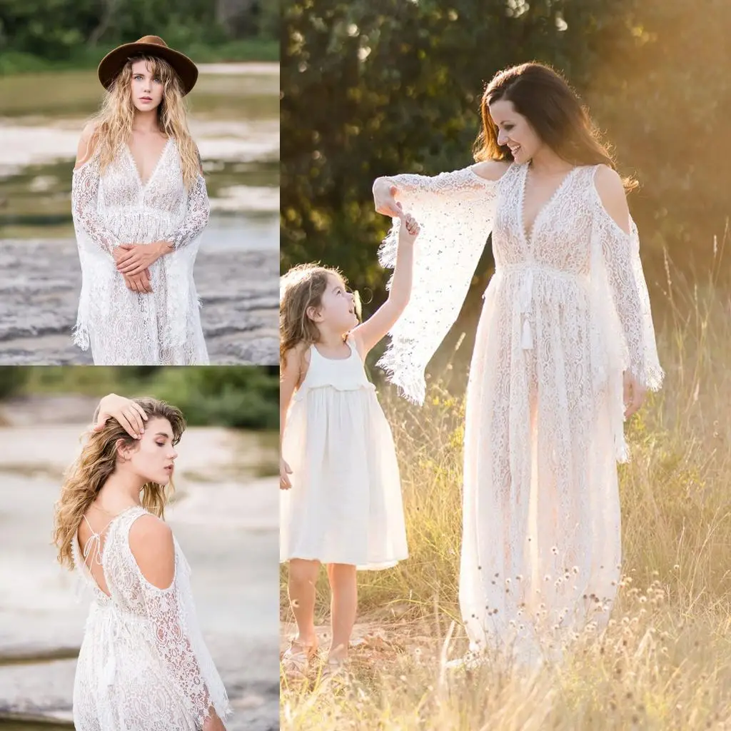 

New Evening Dresses Sexy V Neck Long Sleeves Lace Appliques Prom Gowns Custom Made Floor Length A Line Special Occasion Dress