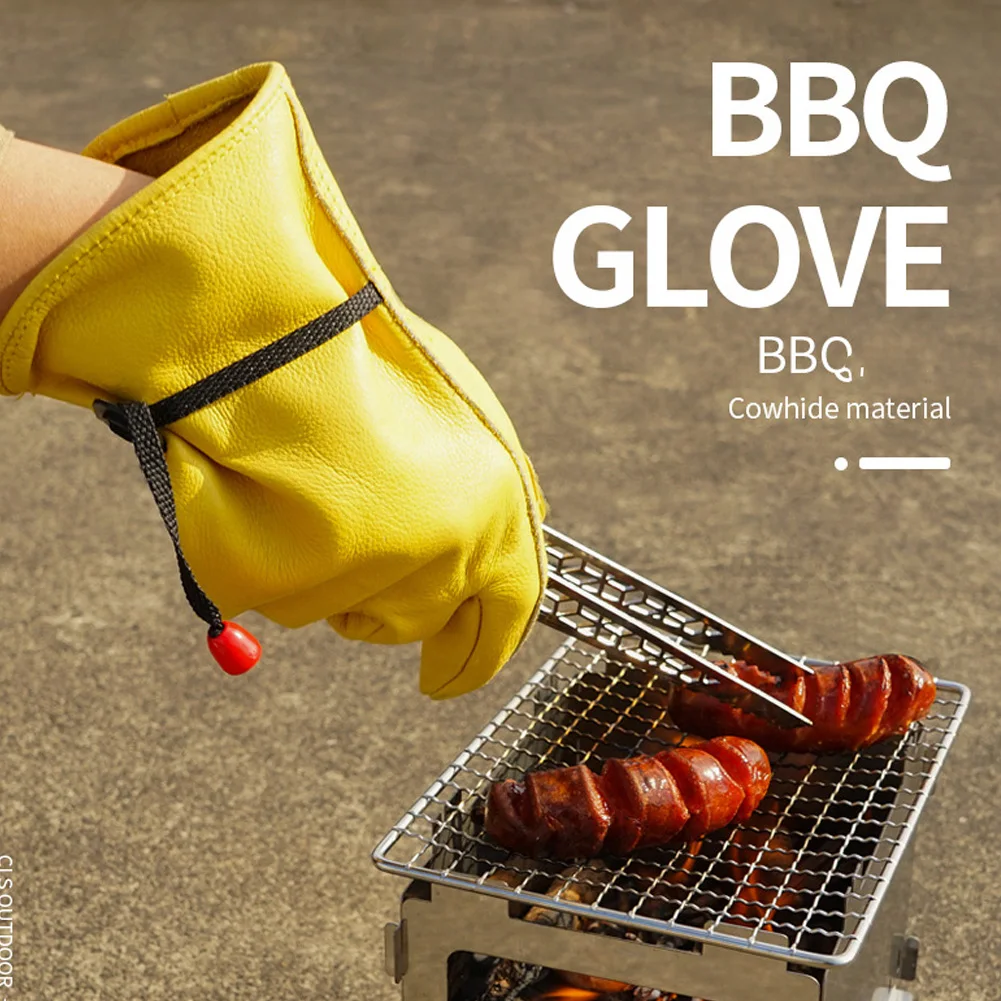 

Heat-Resistant Gloves leather Cooking Microwave Baking BBQ Barbecue Gants Insulation Gloves For Oven Mitts Potholder Pad