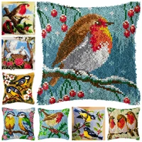 cartoon bird owl carpet embroidery cross stitch pillow tapestry kits do it yourself latch hook pillow cushion cover pillow diy