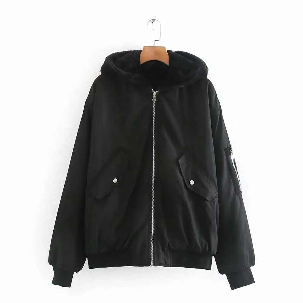 women winter velvet Double-sided wear jacket 2019 fashion girls ladies hoodied faux-fur pilot jackets female warm black outwears | Женская