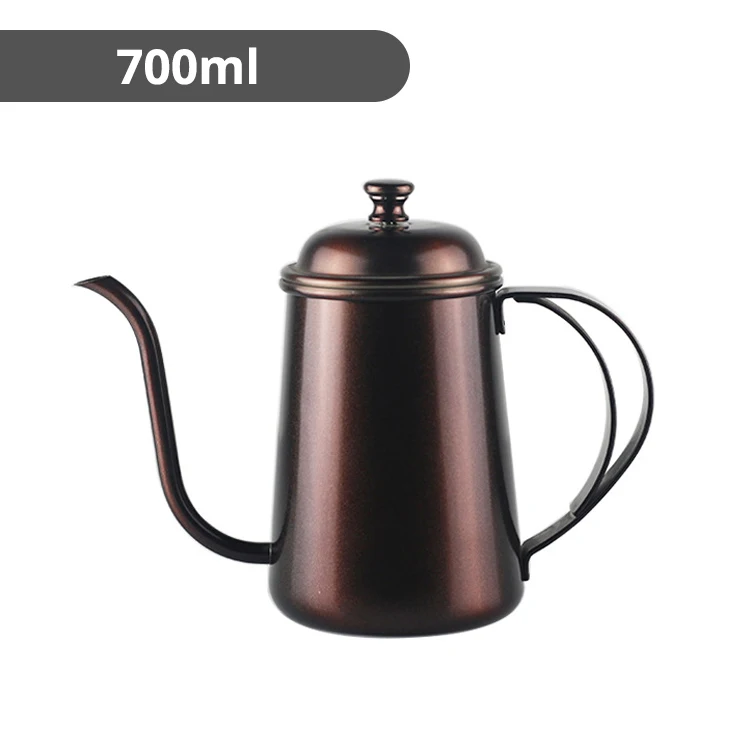 Brown 700ml Высокое качество нержавеющей стали залить над кофе и чайник, капельный чайник аксессуары для кофеварки батареи печи - Цвет: Brown 700ml