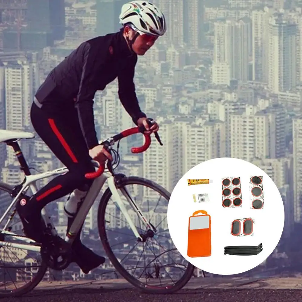 

1 Set Mountain Bike Repair Tools Bicycle Tire Repair Rubber Patch Glue Lever Set Multi-Purpose Emergency Tire Fix Repair Kit